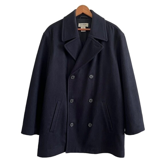 J Crew Wool Double Breasted Peacoat Mens L Thinsulate Naval Preppy Classic - Picture 2 of 13
